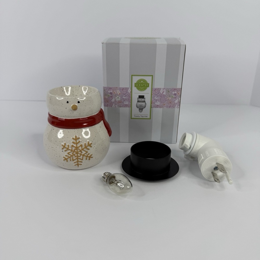 Scentsy Toasty Top Hat‎ Snowman Mini Plug In Warmer With Bulb Brand New NIB